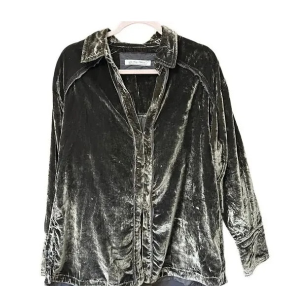 We The Free People Marianne Velvet Top Midnight Brown Medium - Picture 2 of 6